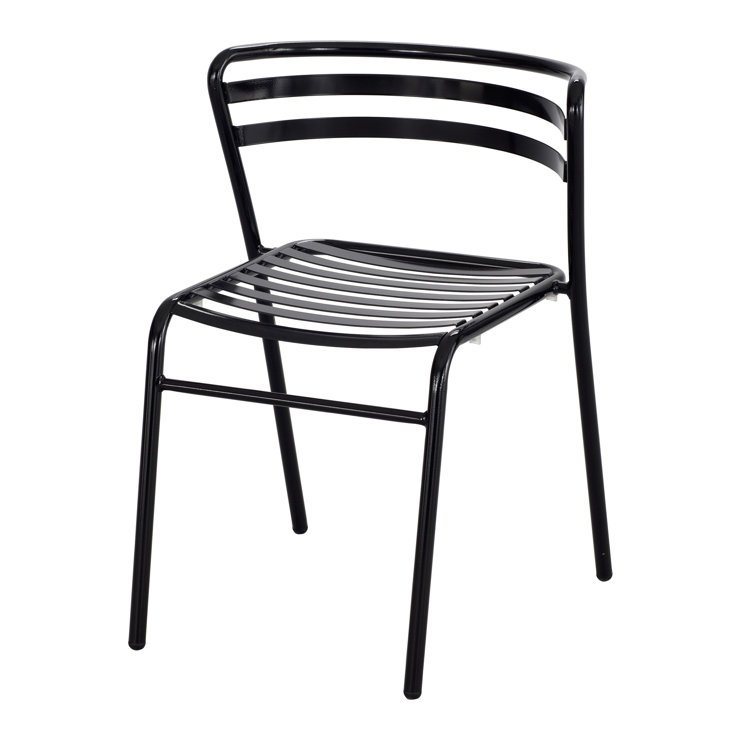 Black Tubular Steel Outdoor/Indoor Stacking Dining Chair