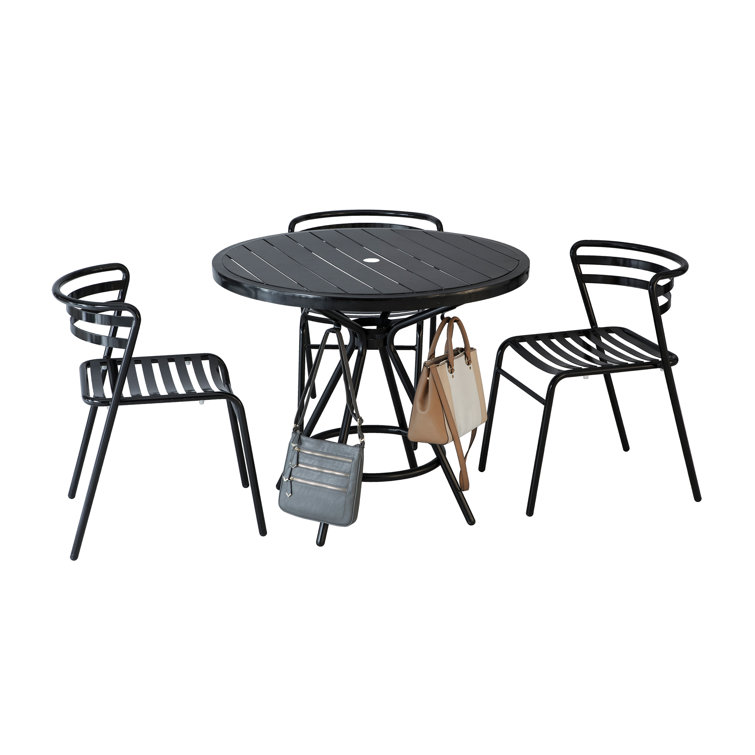 Black Tubular Steel Outdoor/Indoor Stacking Dining Chair