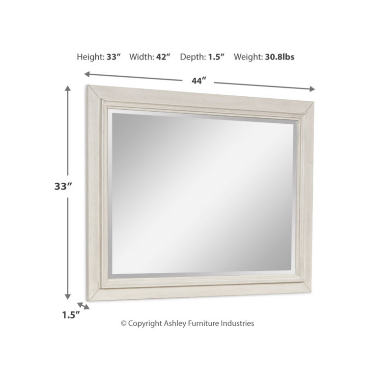 Cream Transitional Wood Framed Bedroom Mirror