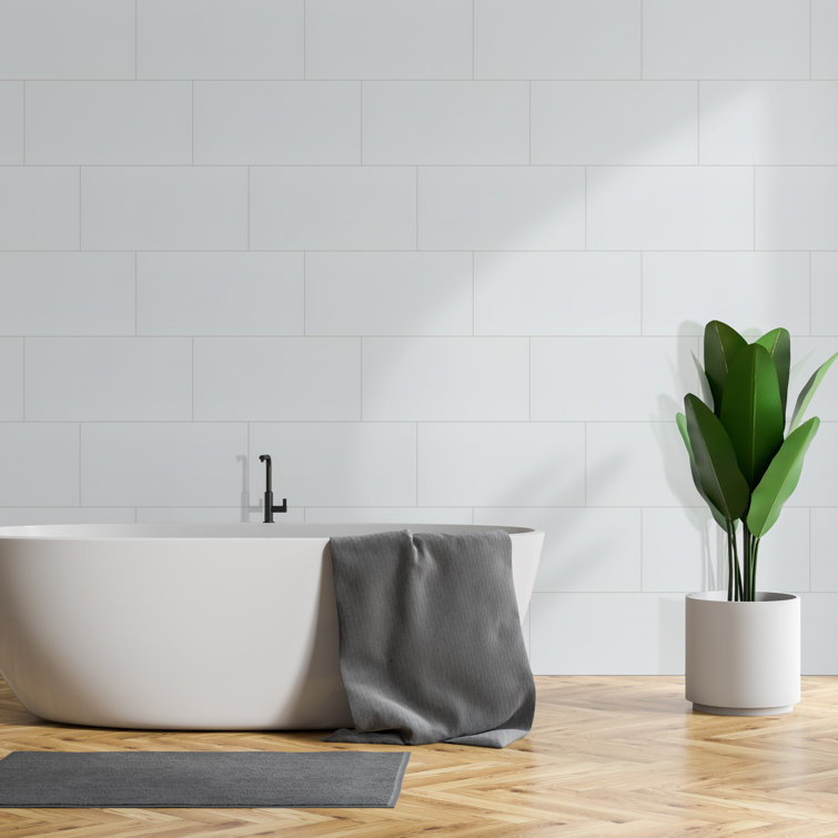 Dymo White Glossy 12" x 24" Ceramic Wall Tile