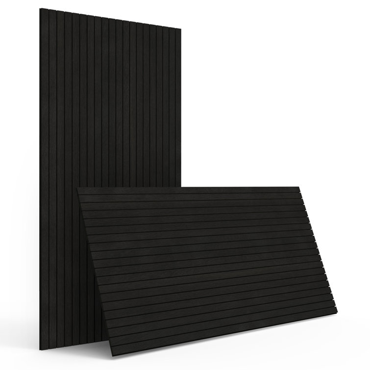 Black 3D Acoustic Wood Slat Wall Panels, 47.2" x 23.62"