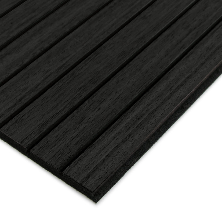 Black Vinyl Shiplap Acoustic Wall Paneling, 8-ft Length
