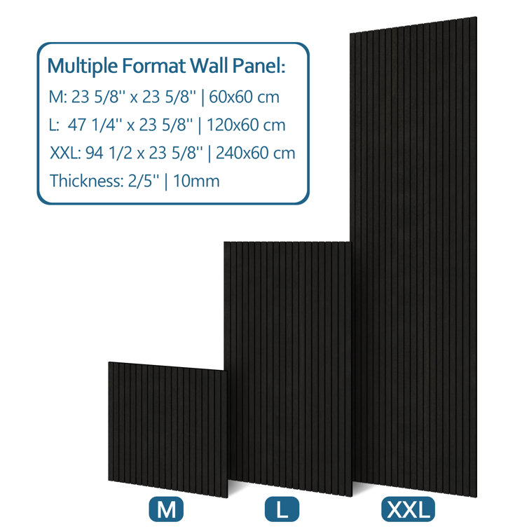 Black Vinyl Shiplap Acoustic Wall Paneling, 8-ft Length