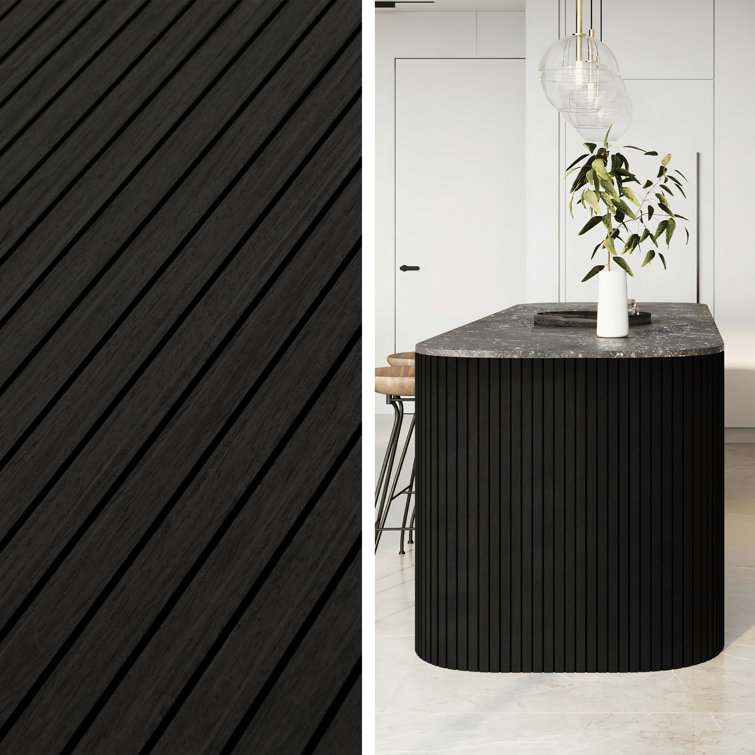 Black Vinyl Shiplap Acoustic Wall Paneling, 8-ft Length