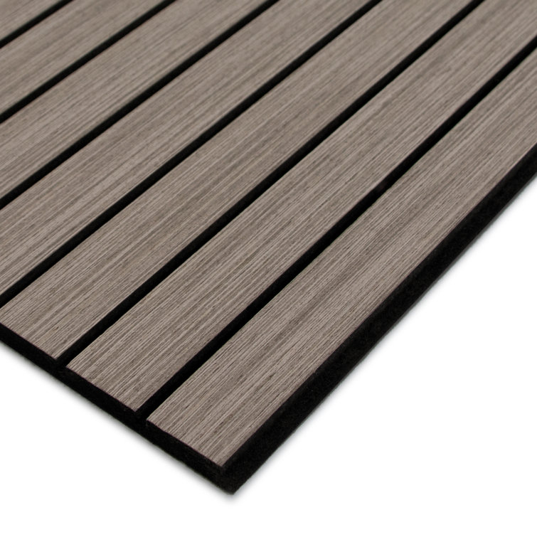 Black Vinyl Shiplap Acoustic Wall Paneling, 8-ft Length