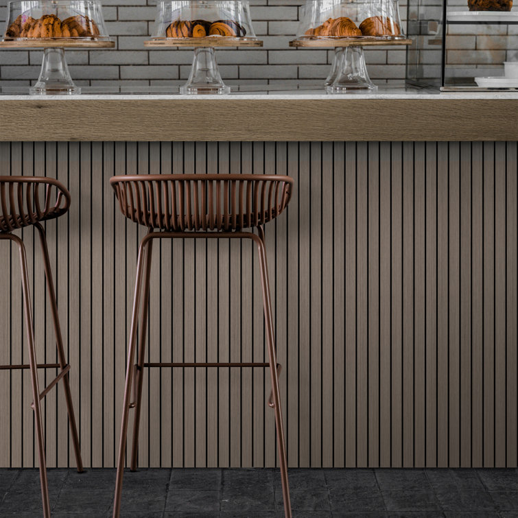Black Vinyl Shiplap Acoustic Wall Paneling, 8-ft Length
