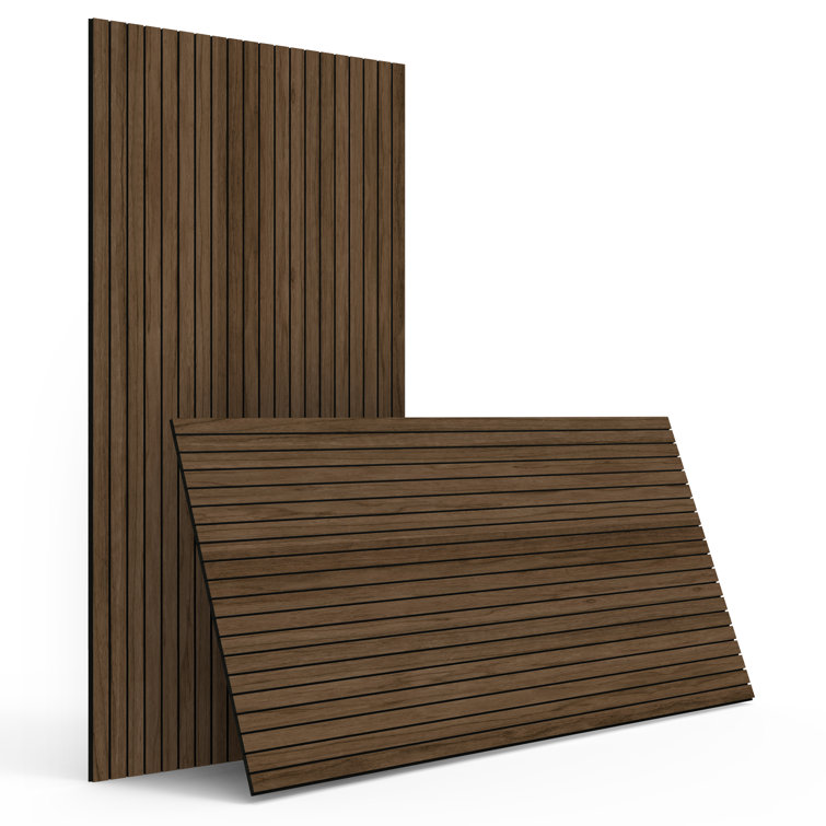 Walnut Peel & Stick 3D Acoustic Wood Slat Wall Panels