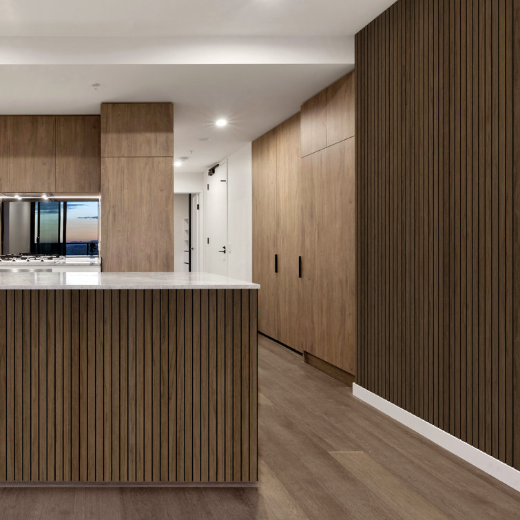 Walnut Peel & Stick 3D Acoustic Wood Slat Wall Panels
