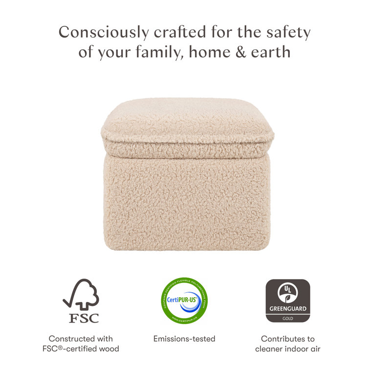 Chai Shearling Beige Upholstered Storage Ottoman