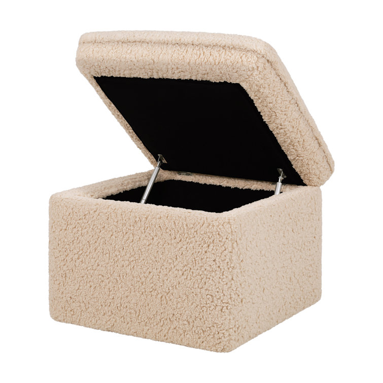 Chai Shearling Beige Upholstered Storage Ottoman