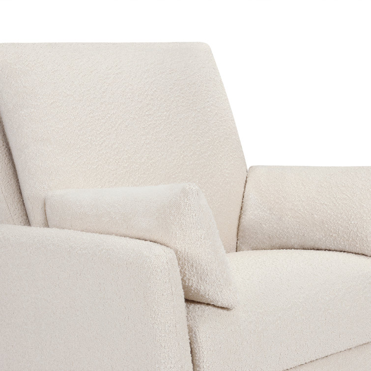 Ivory Boucle Fully Upholstered Swivel Glider with Curved Arms