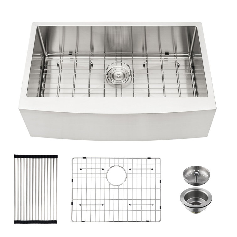 33'' Brushed Nickel Stainless Steel Farmhouse Kitchen Sink