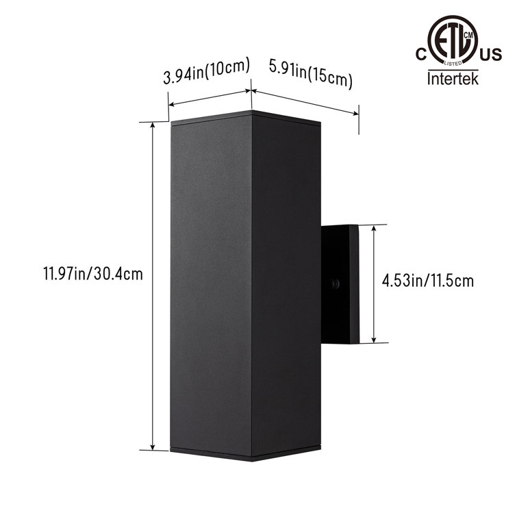 Black Aluminum Hardwired Outdoor Wall Sconce Set