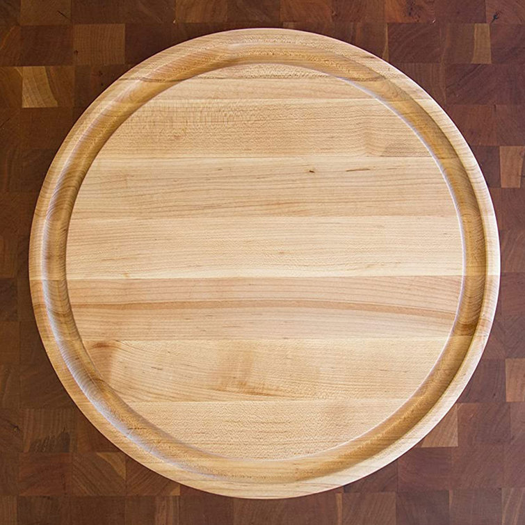 Maple Wood Round Cutting Board with Juice Groove, 15" Diameter