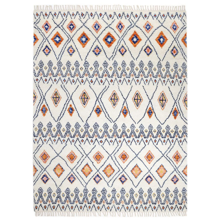 Moroccan Heritage Ivory Wool 8' x 10' Hand-Knotted Area Rug
