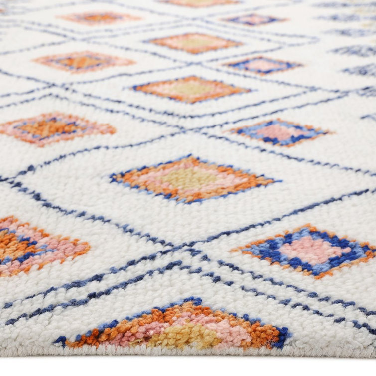 Moroccan Heritage Ivory Wool 8' x 10' Hand-Knotted Area Rug