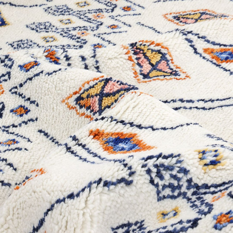 Moroccan Heritage Ivory Wool 8' x 10' Hand-Knotted Area Rug
