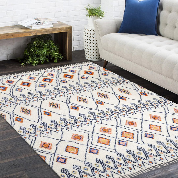 Moroccan Heritage Ivory Wool 8' x 10' Hand-Knotted Area Rug