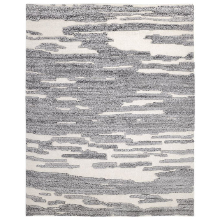 Luxurious Hand-Knotted Woolen Grace Rug, 9' x 12', Gray