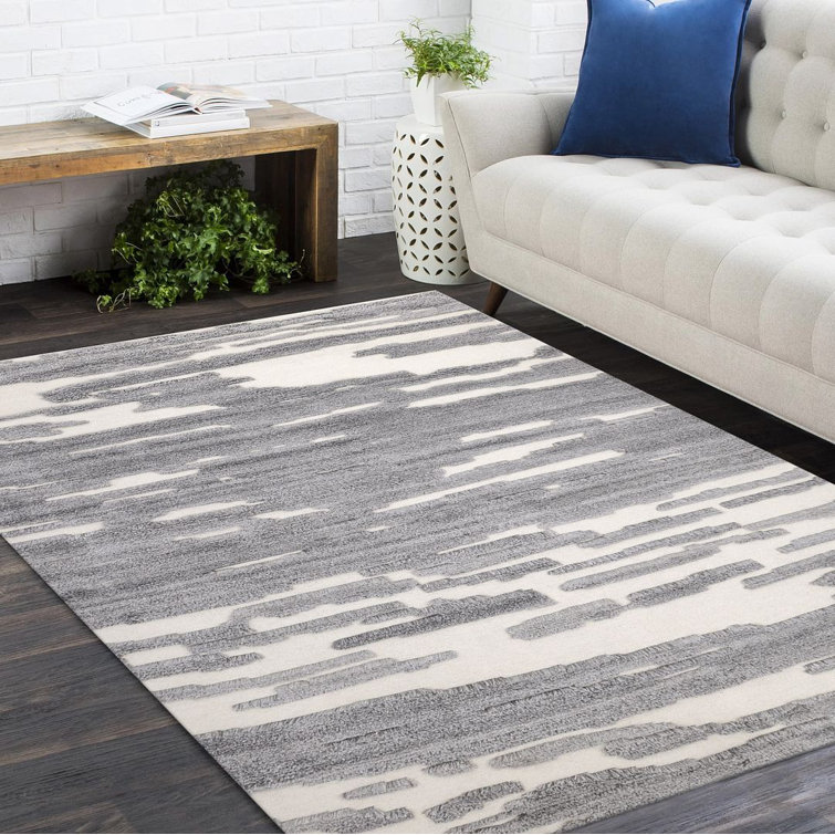 Luxurious Hand-Knotted Woolen Grace Rug, 9' x 12', Gray