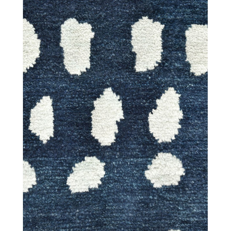 Hand-Knotted Navy Blue Wool Shag Area Rug 3' x 5'