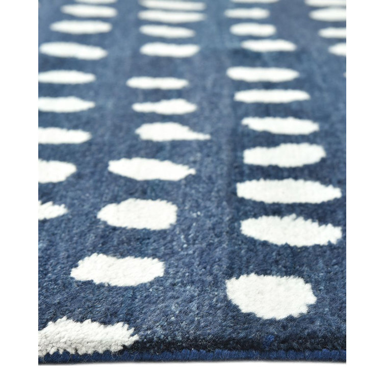 Hand-Knotted Navy Blue Wool Shag Area Rug 3' x 5'