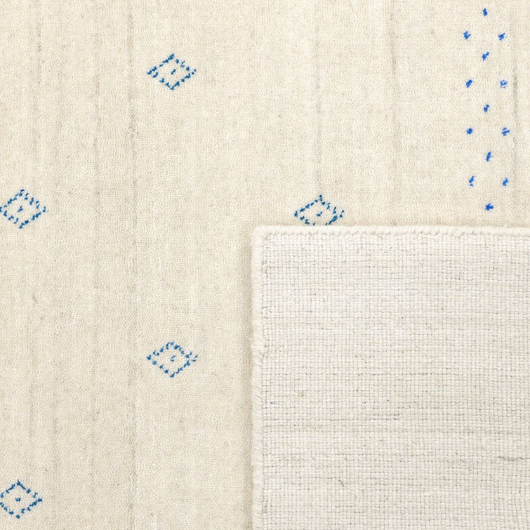 Ivory Hand-Knotted Wool Geometric Area Rug 6' x 9'