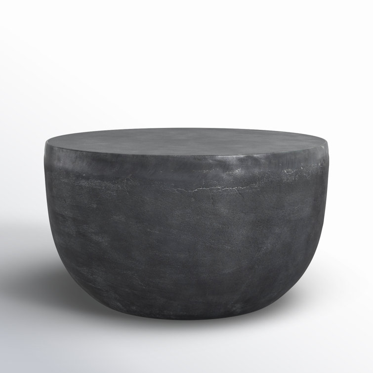 Sleek Aged Grey Aluminum Round End Table for Indoor/Outdoor