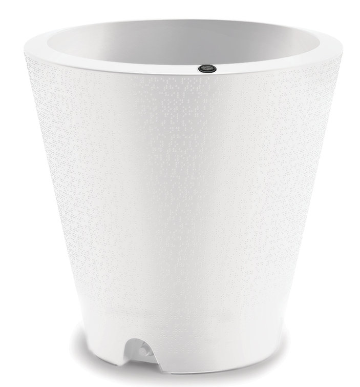 Alpine White Round Self-Watering Planter with Drainage Hole