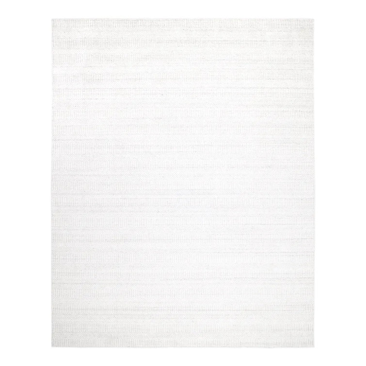 Handmade Ivory Wool and Viscose 9' x 12' Area Rug
