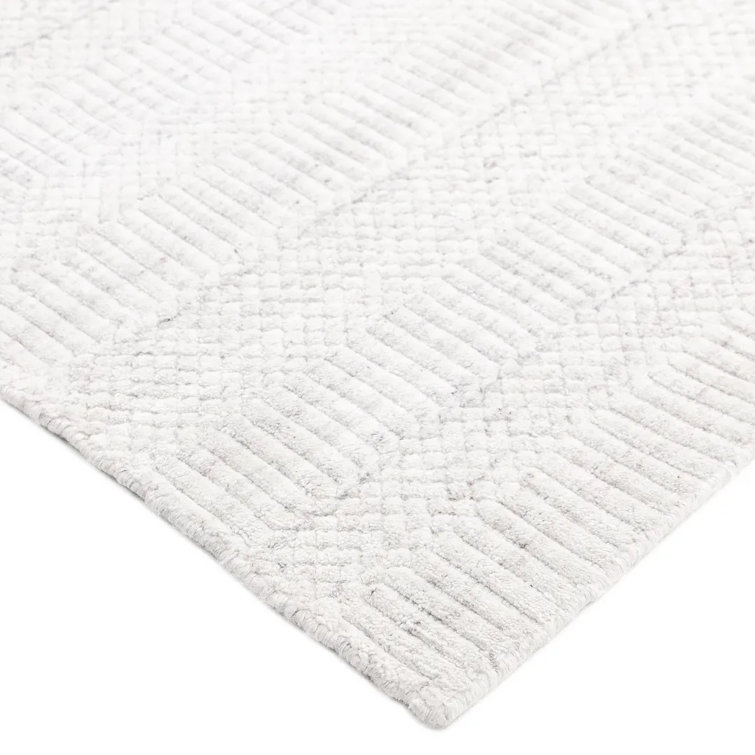 Handmade Ivory Wool and Viscose 9' x 12' Area Rug