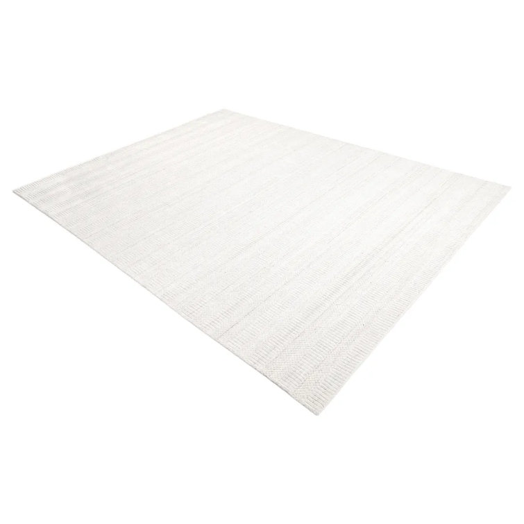 Handmade Ivory Wool and Viscose 9' x 12' Area Rug