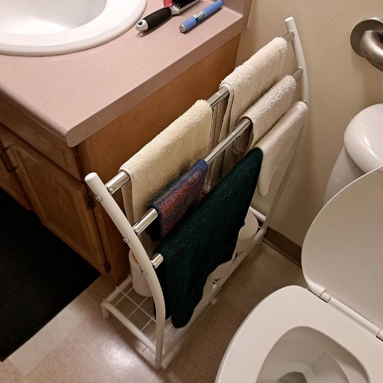 White Freestanding 3-Tier Towel Rack with Bottom Shelf