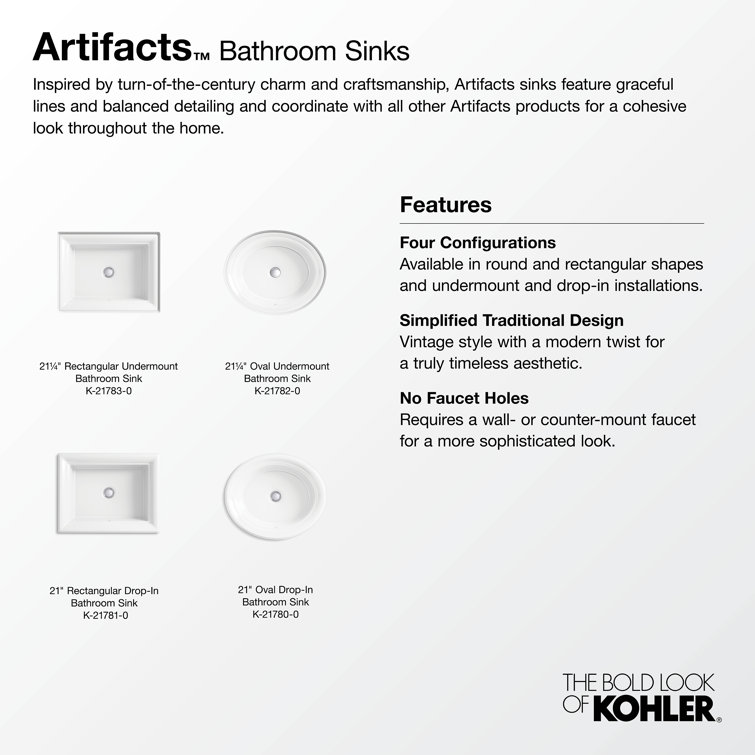 White Ceramic 21" Rectangular Drop-In Bathroom Sink