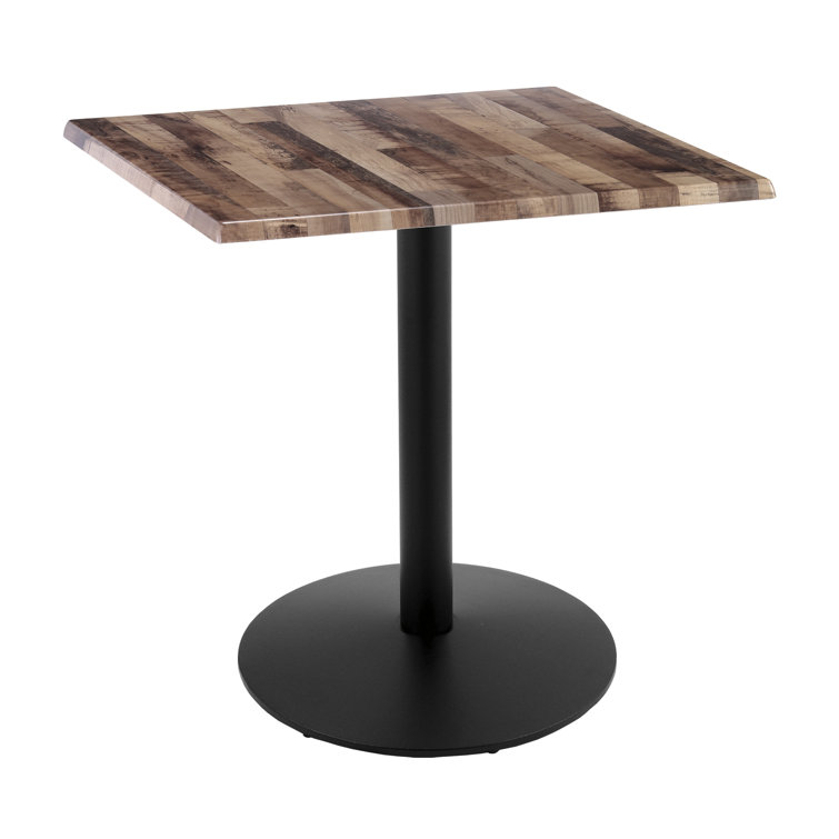 Black Metal Square Table with Synthetic Laminate Top