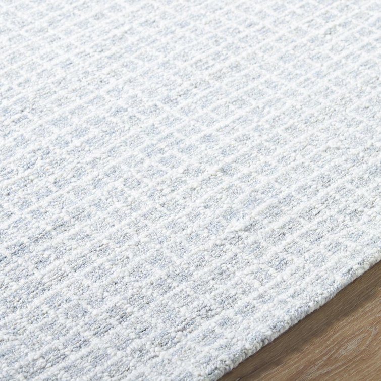 Gray and Off-White Hand-Tufted Wool Runner Rug