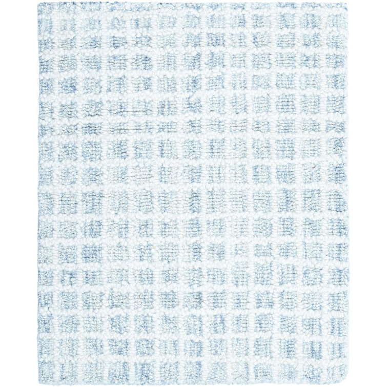 Pale Blue Wool Hand-Tufted Rectangular 10' x 14' Area Rug