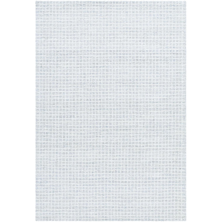 Pale Blue Tufted Wool Rectangular Area Rug, 5' x 7'