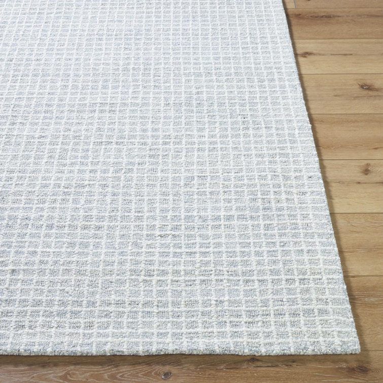 Gray and Off-White Hand-Tufted Wool Runner Rug