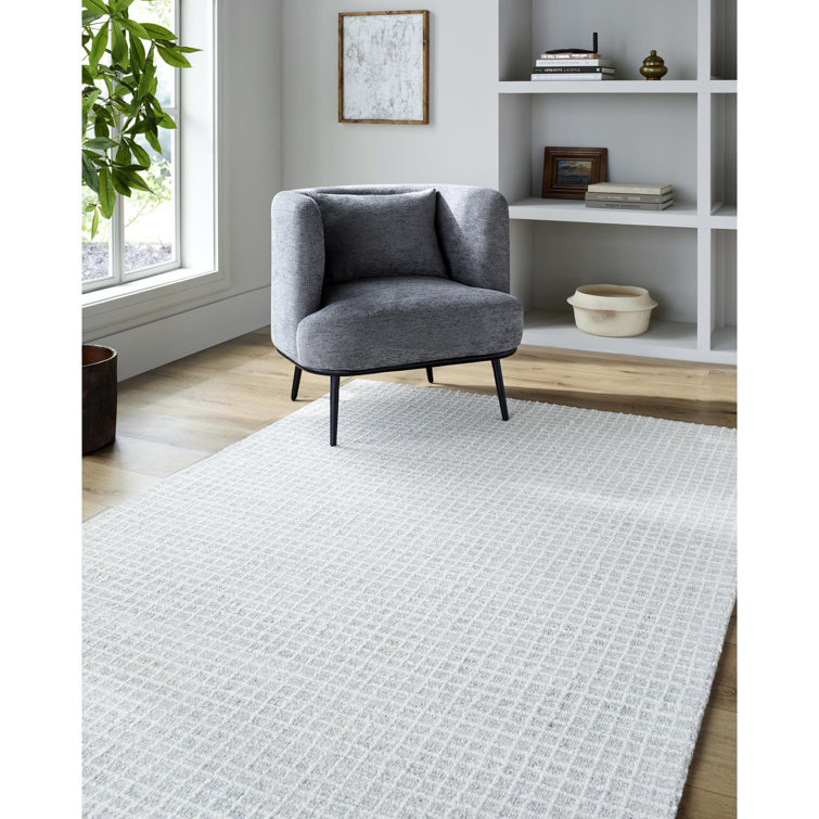 Pale Blue Wool Hand-Tufted Rectangular 10' x 14' Area Rug