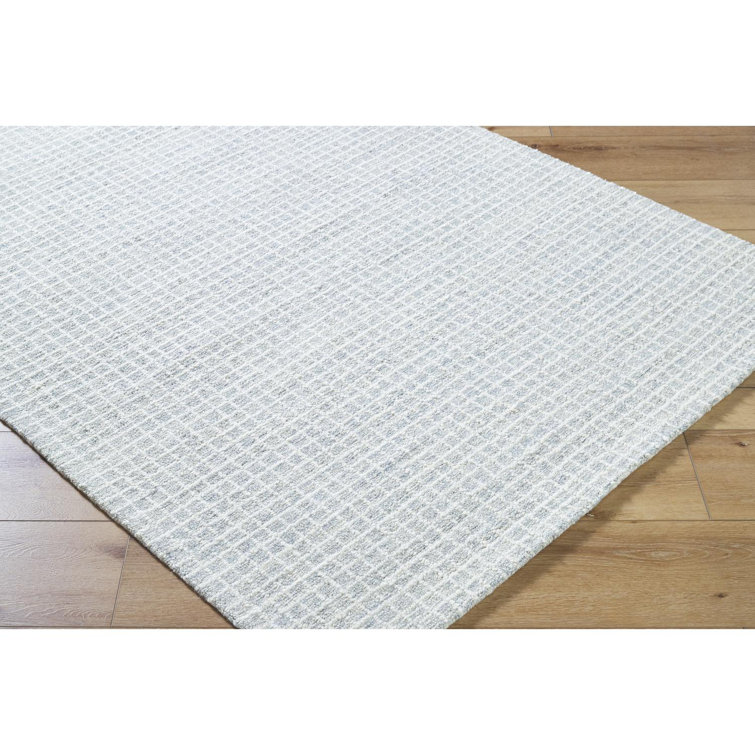 Gray and Off-White Hand-Tufted Wool Runner Rug