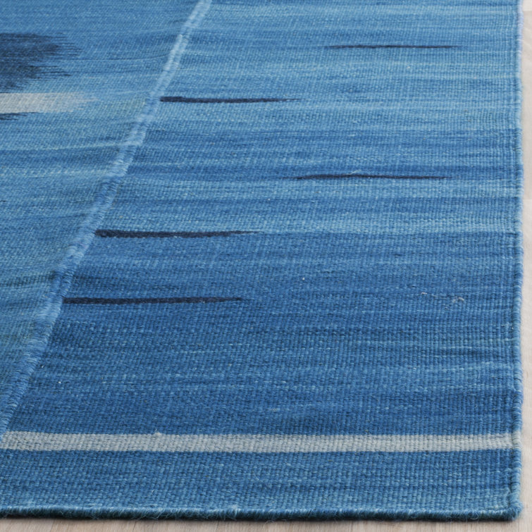 Kinloch 4' x 6' Blue Wool Handmade Flat Weave Rug