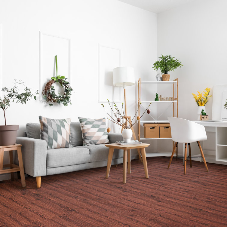 Mahogany 24" Square Interlocking Foam Floor Tiles with Wood Grain Finish