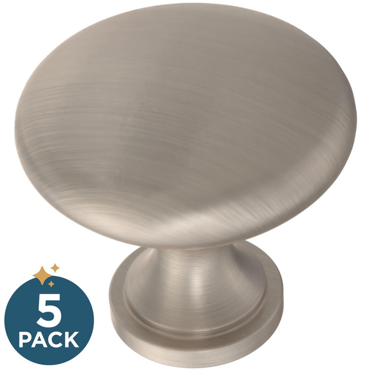 Satin Nickel Round Antimicrobial Cabinet Knob with Mounting Hardware