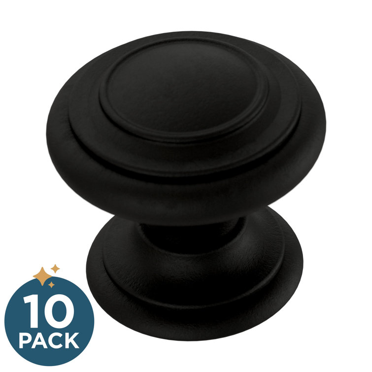 Matte Black Round Brass Cabinet Knob Set