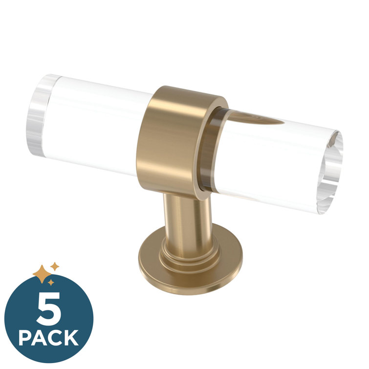 Champagne Bronze and Clear Acrylic T-Handle Bar Knobs (Set of 5)