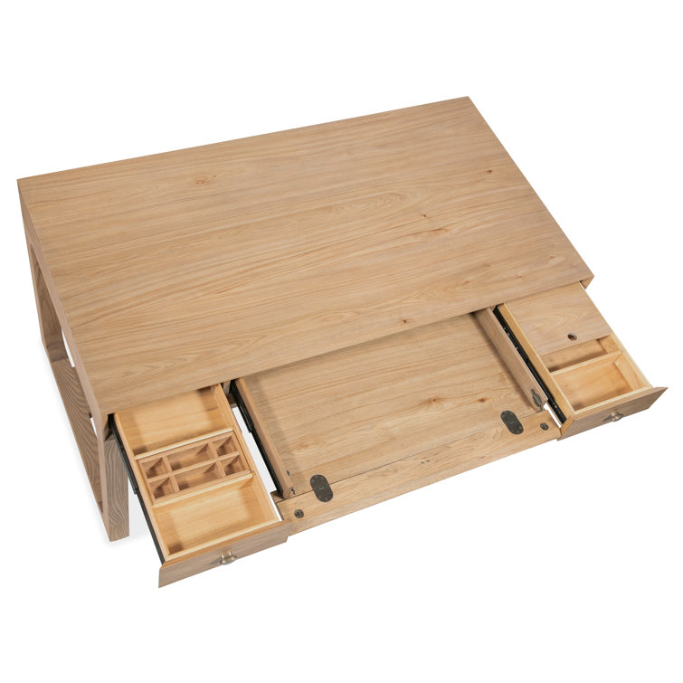 Rustic Light Brown Wood Writing Desk with Drawers