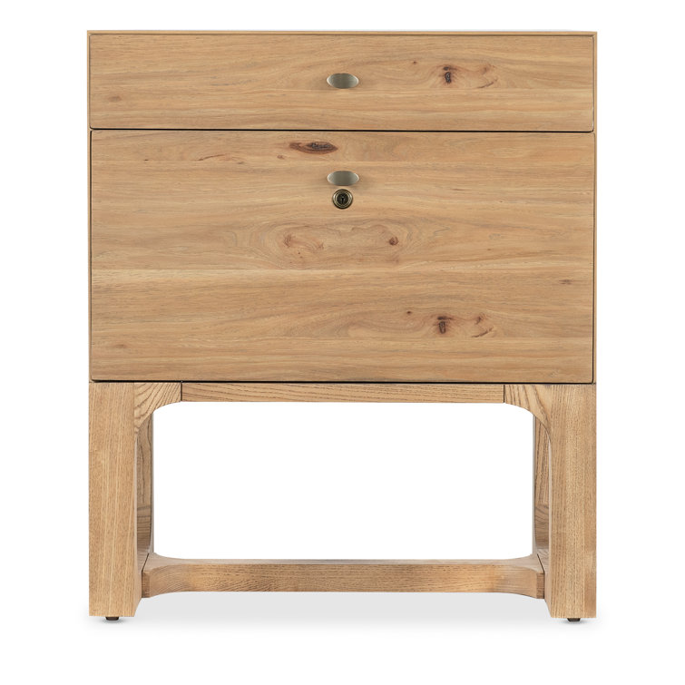 Rustic Brown Lockable Lateral File Cabinet with Pecan Veneers