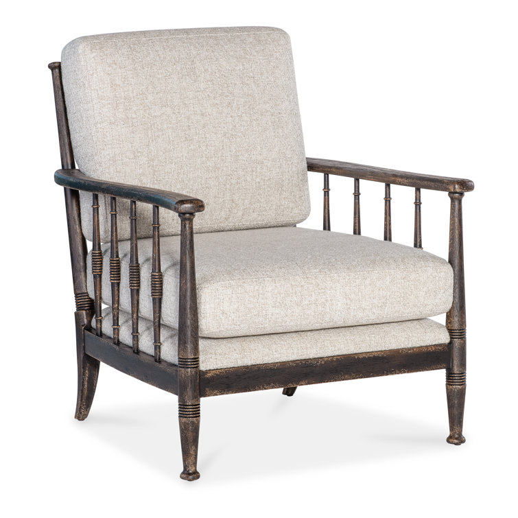 Prairie Beige Upholstered Chair with Black Spindle Arms
