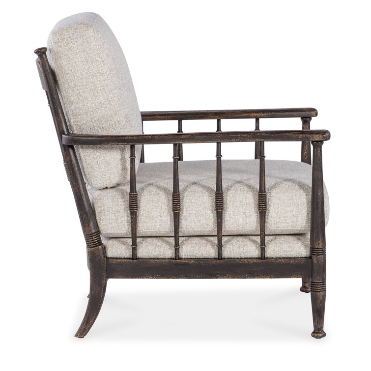 Prairie Beige Upholstered Chair with Black Spindle Arms